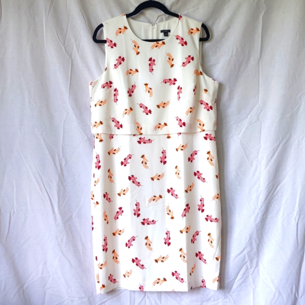 NWOT Ann Taylor Cream Orange & Red Flower Dress
